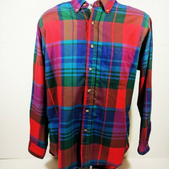 Vintage Sears Roebuck Red Plaid Button Down Shirt - Picture 2 of 6